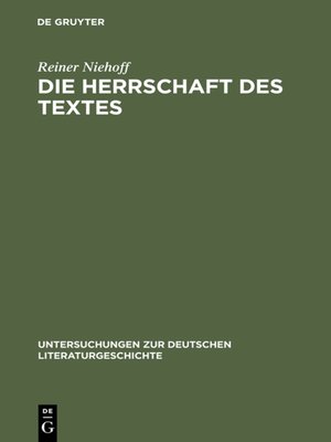 cover image of Die Herrschaft des Textes